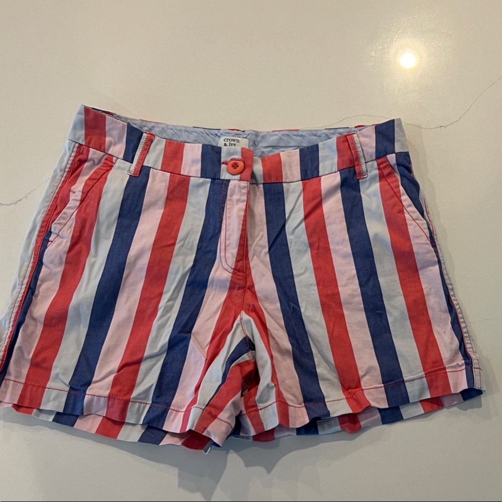 Striped Red, Blue, and Pink Crown and Ivy Shorts